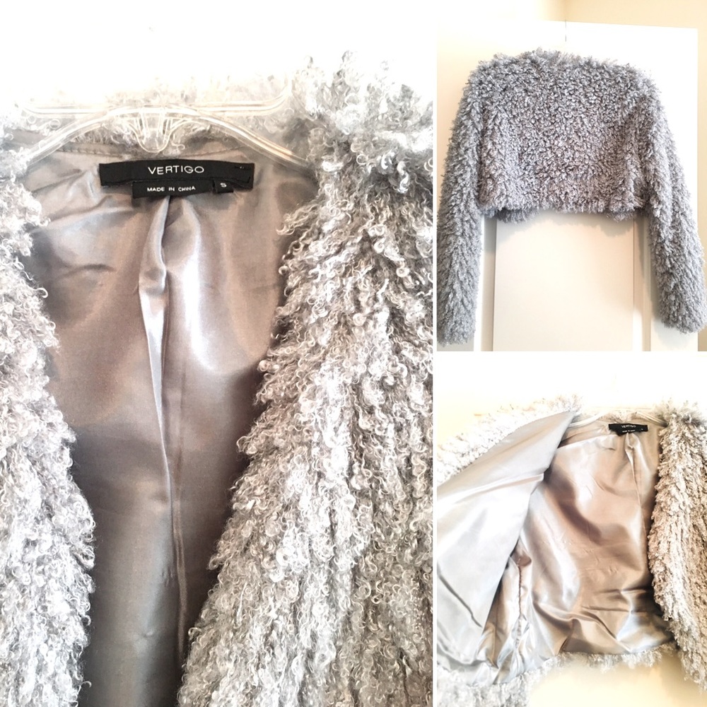 VERTIGO PARIS Silver Cropped Shrug Size Small